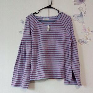 Madewell Purple and Red Striped Top